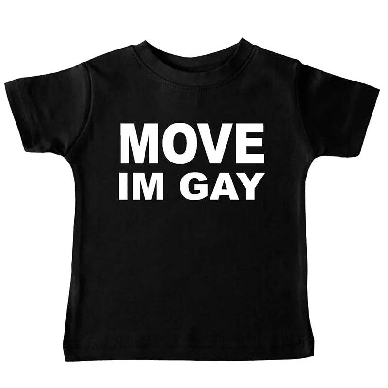 JazzHer Harajuku streetwear fashion women's T-shirt Punk Gothic letter print 'MOVE IM GAY' crop tops Cool cool girls casual Y2K clothes