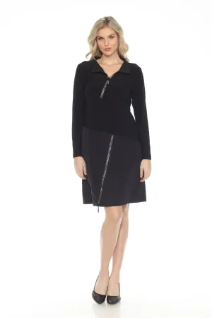 Joseph Ribkoff Black Embellished Zipper High Neck Dress 243209