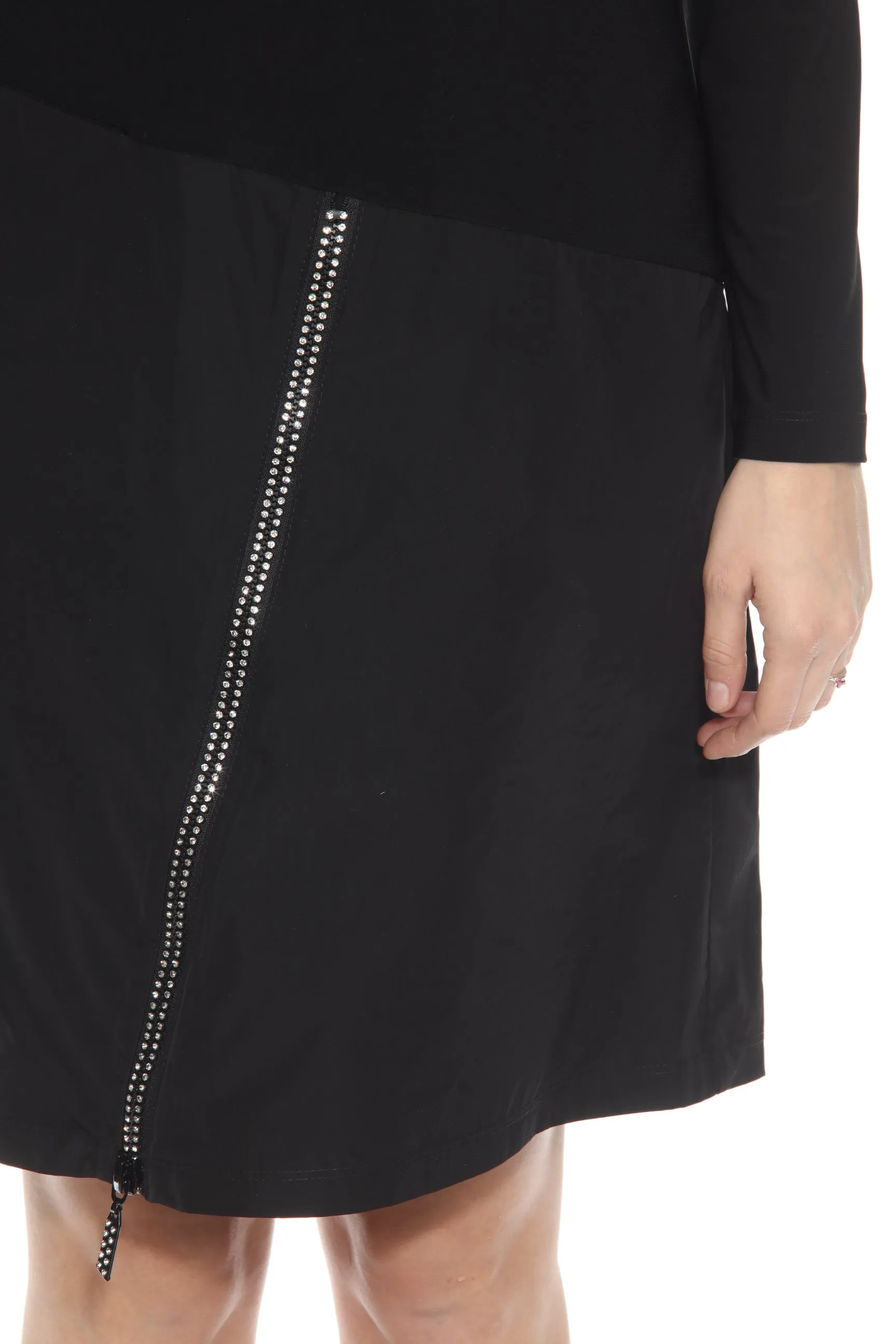 Joseph Ribkoff Black Embellished Zipper High Neck Dress 243209