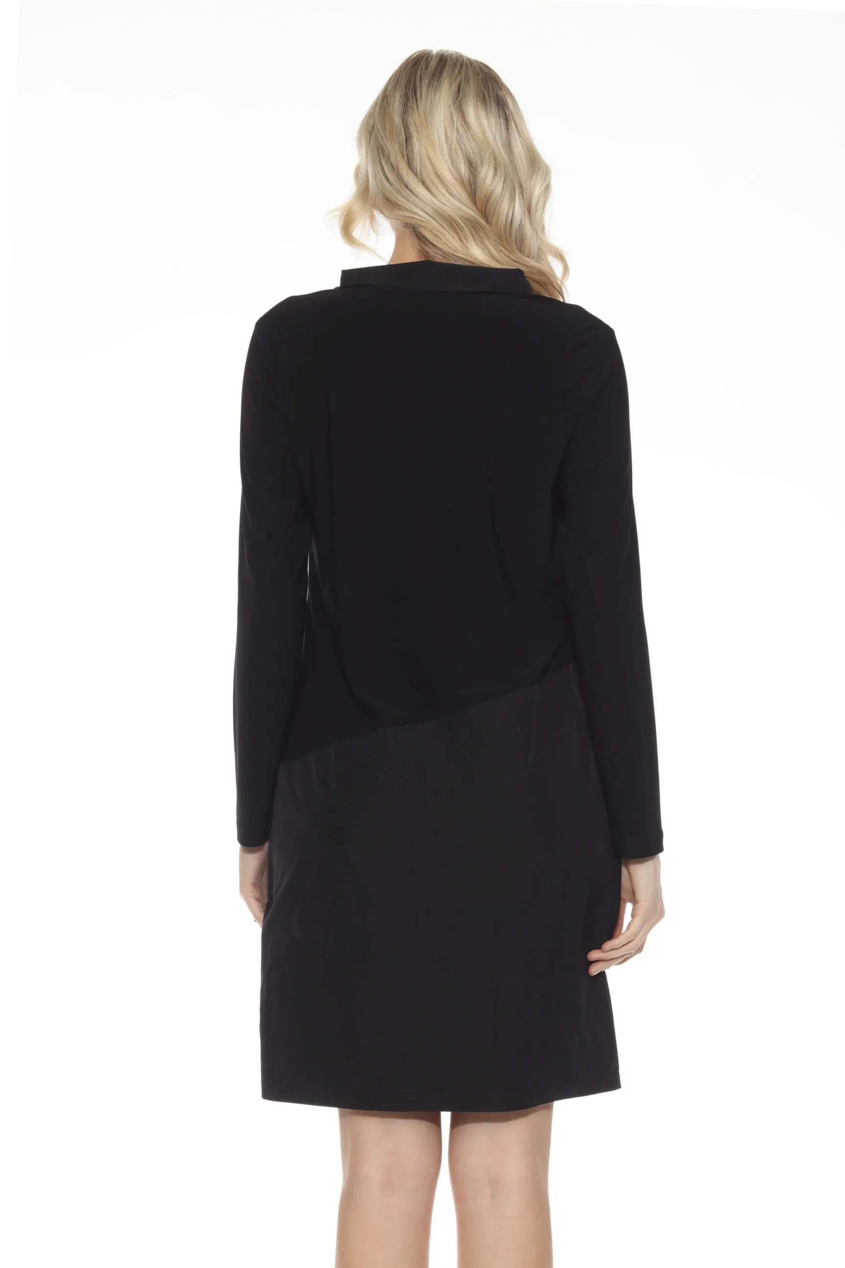 Joseph Ribkoff Black Embellished Zipper High Neck Dress 243209