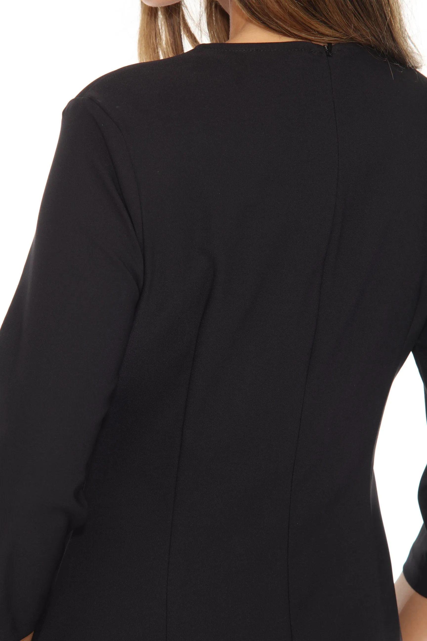 Joseph Ribkoff Black Lace-Up 3/4 Sleeves A-Line Dress 243005