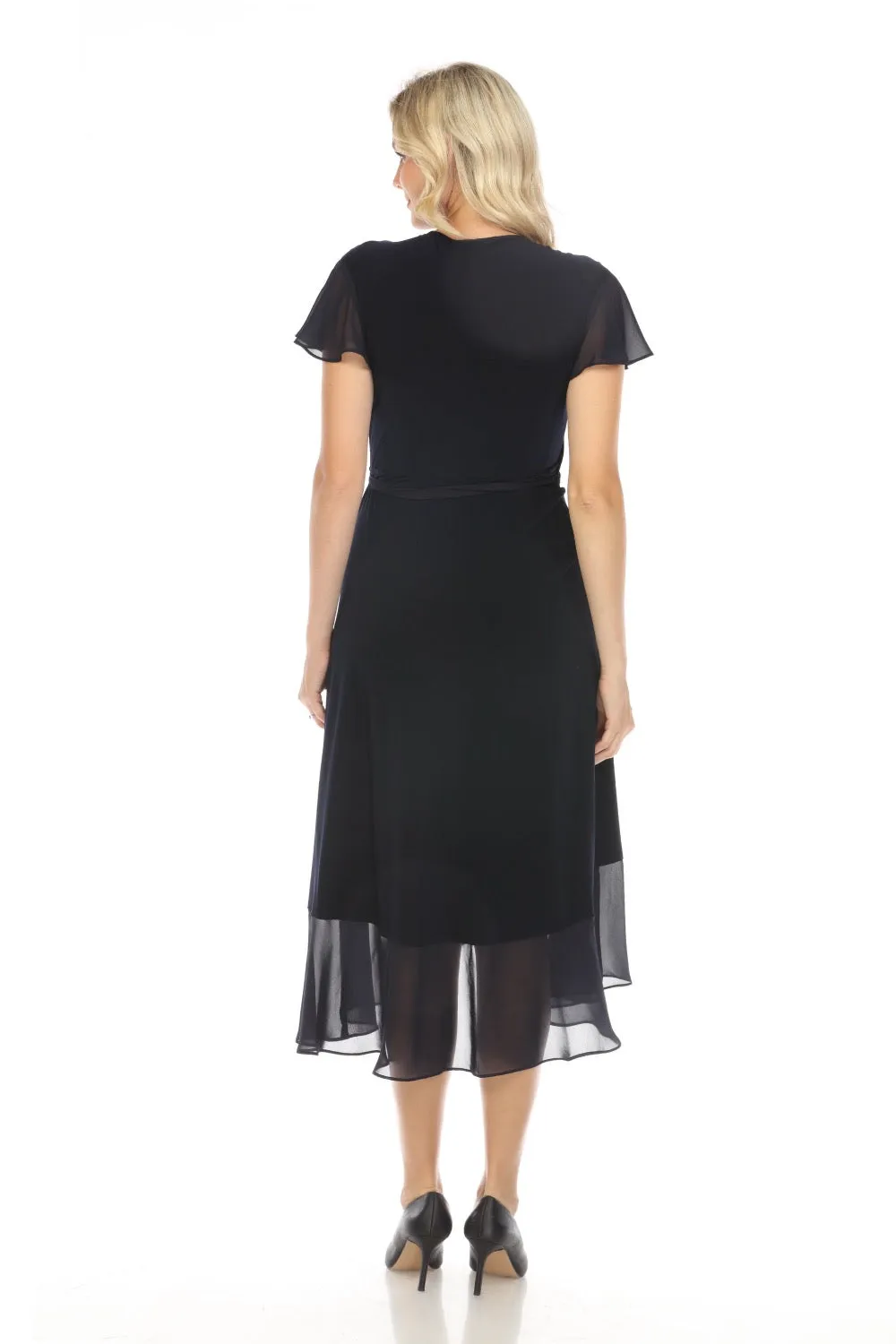 Joseph Ribkoff Midnight Blue Ruffled Wrap Midi Dress 242730