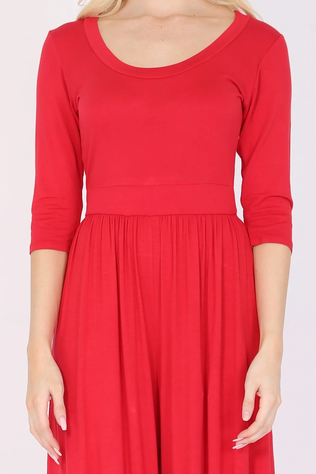 Jumpsuit Round Neck 3/4" Sleeve