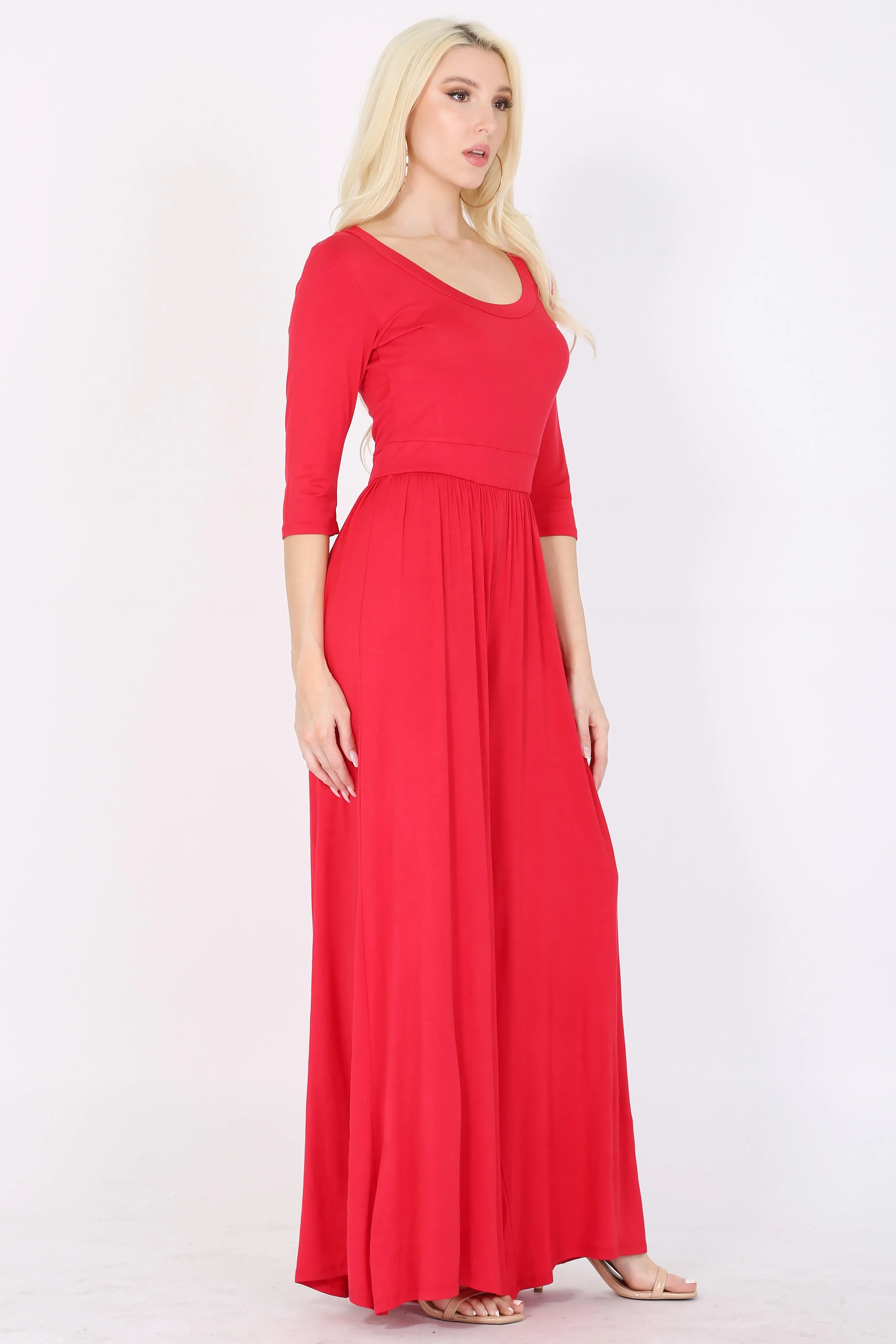 Jumpsuit Round Neck 3/4" Sleeve
