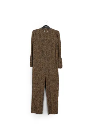 Jumpsuit with belt and leopard print