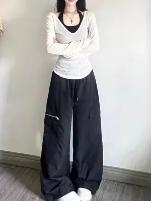 K-Pop Baggy Fit Black Joggers