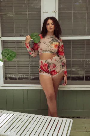 KILO BRAVA MESH 3D FLORAL - HIGH WAISTED SHORT