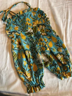 Klingaru Jumpsuit - Yellow Flowers in Blue