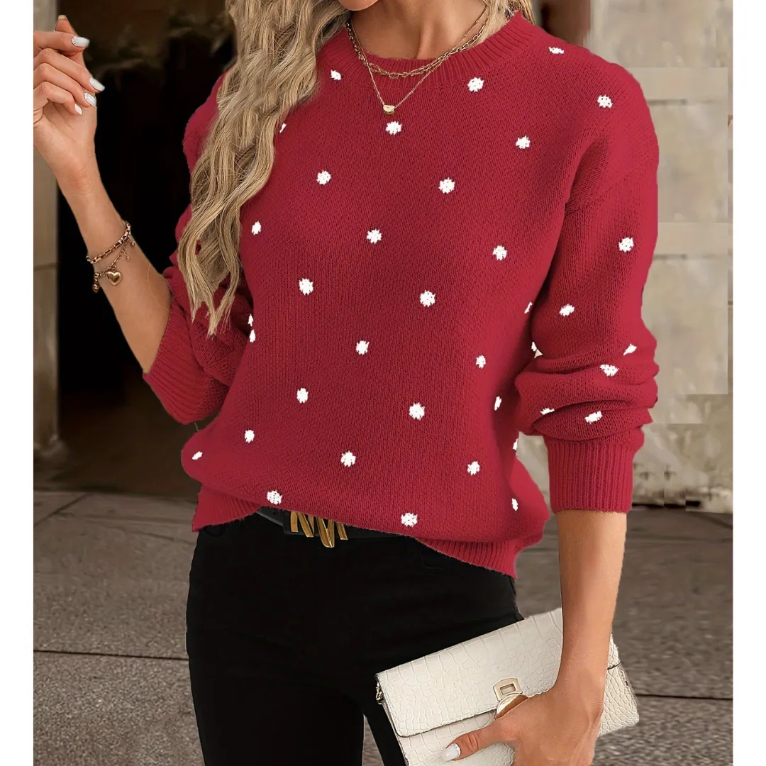 Ladies' Polka Dot Knit Jumper | Chic, Comfy, Year-Round Essential