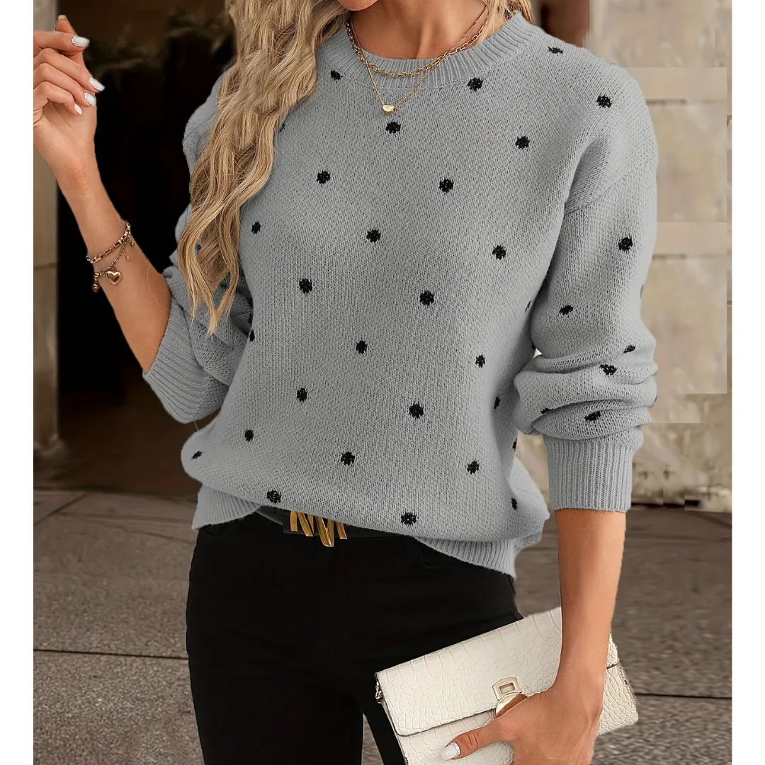Ladies' Polka Dot Knit Jumper | Chic, Comfy, Year-Round Essential