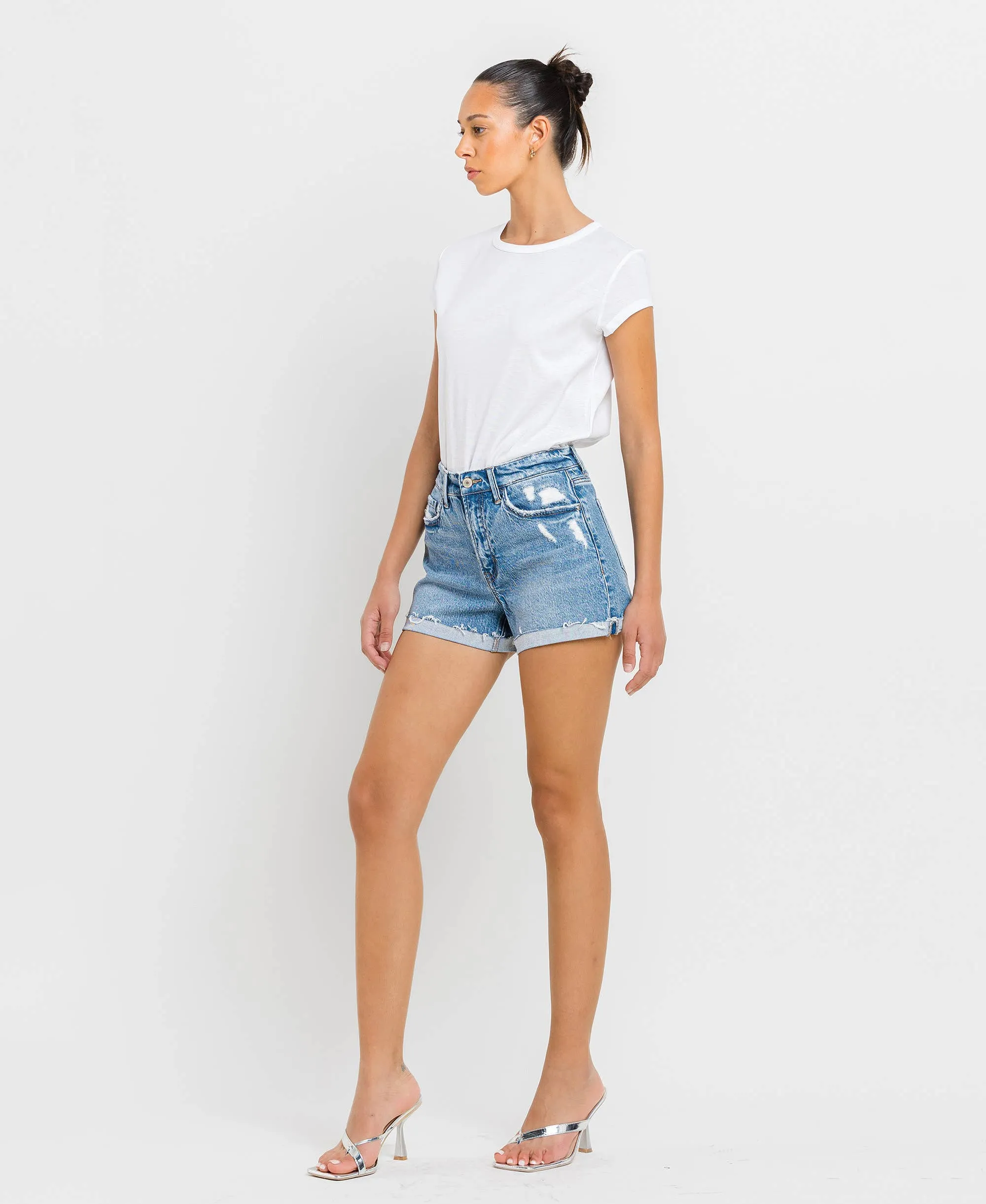 Liam- High Rise Cuffed A Line Shorts