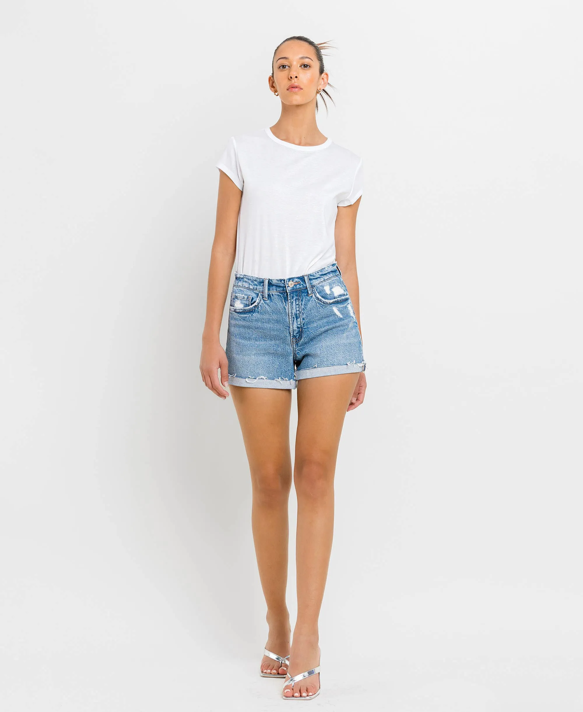 Liam- High Rise Cuffed A Line Shorts