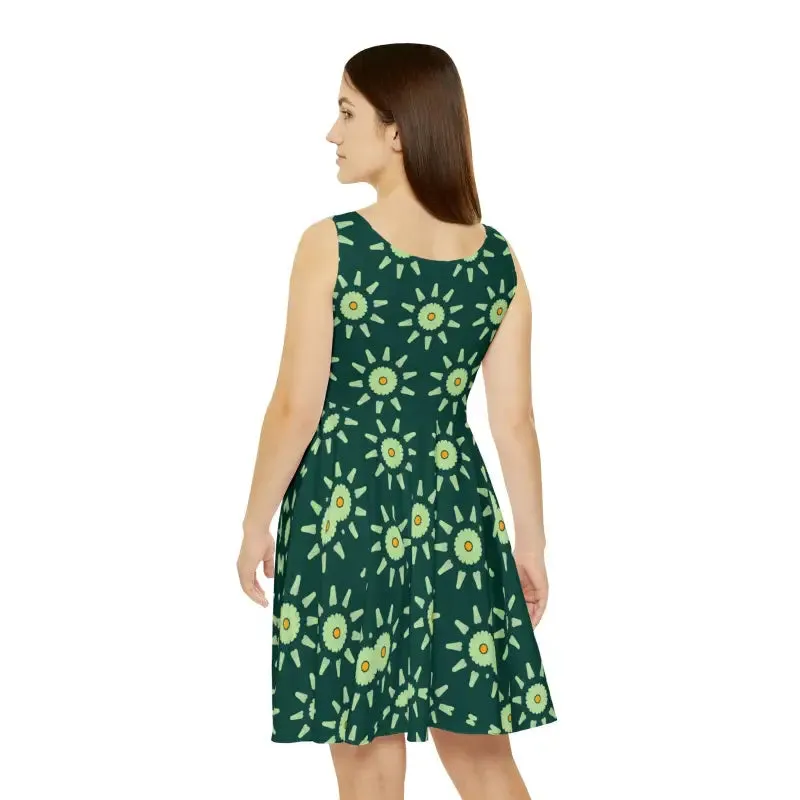 Light Green Floral Skater Dress for Striking Style