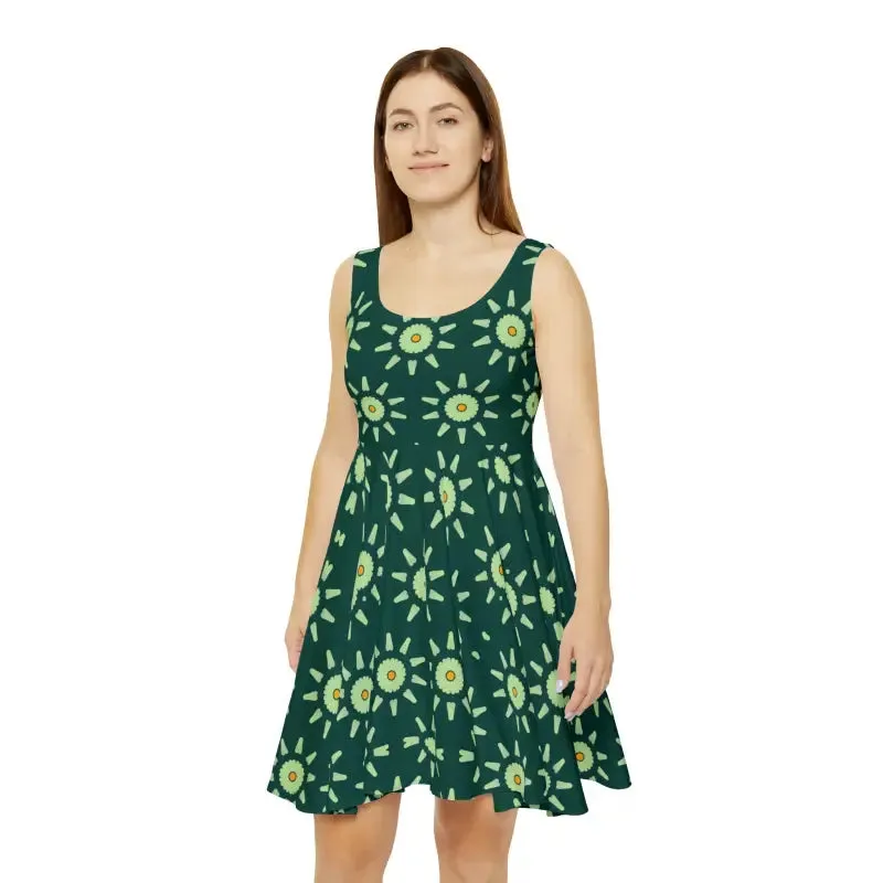 Light Green Floral Skater Dress for Striking Style