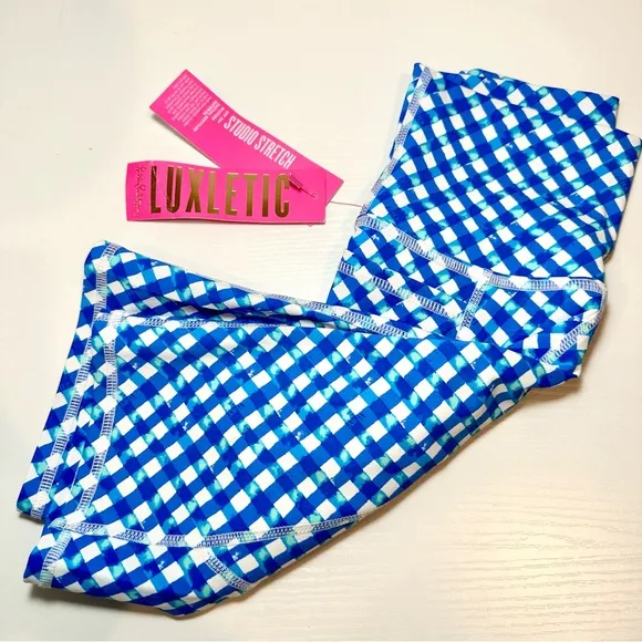 Lilly Pulitzer 8” South Beach High Rise Boca Blue Double Checking Bike Short