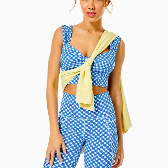 Lilly Pulitzer 8” South Beach High Rise Boca Blue Double Checking Bike Short