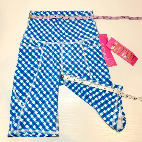 Lilly Pulitzer 8” South Beach High Rise Boca Blue Double Checking Bike Short