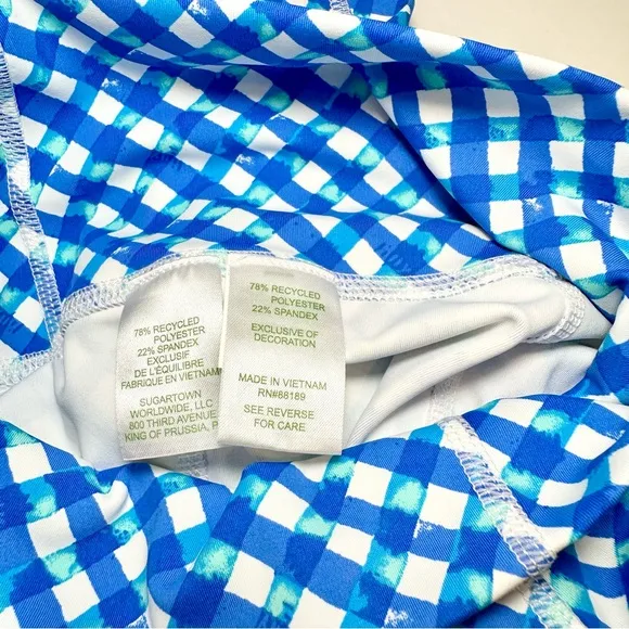 Lilly Pulitzer 8” South Beach High Rise Boca Blue Double Checking Bike Short