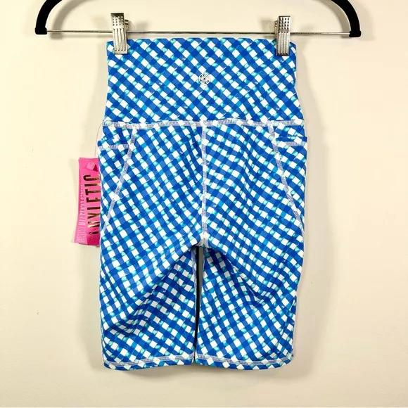 Lilly Pulitzer 8” South Beach High Rise Boca Blue Double Checking Bike Short