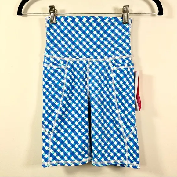 Lilly Pulitzer 8” South Beach High Rise Boca Blue Double Checking Bike Short