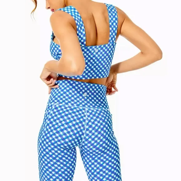 Lilly Pulitzer 8” South Beach High Rise Boca Blue Double Checking Bike Short