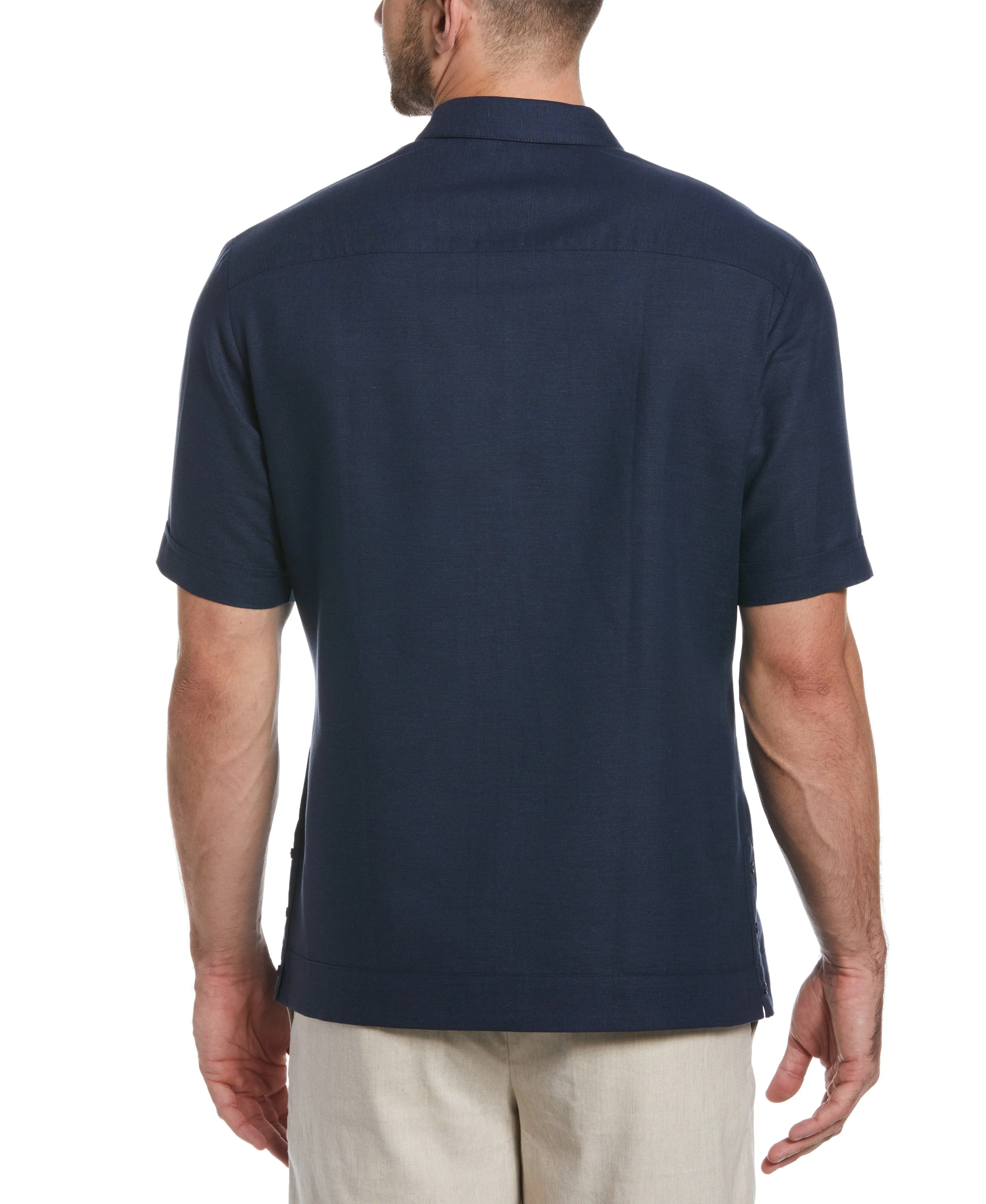 Linen Blend No-Pocket Guayabera Shirt