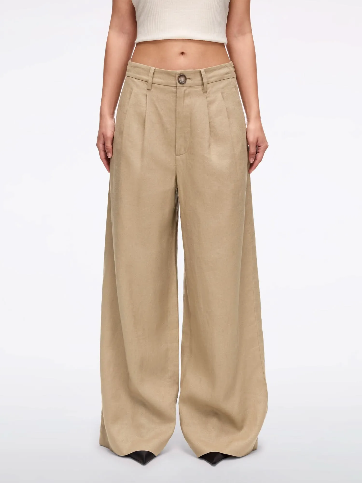 Linen Straight-Leg Pants