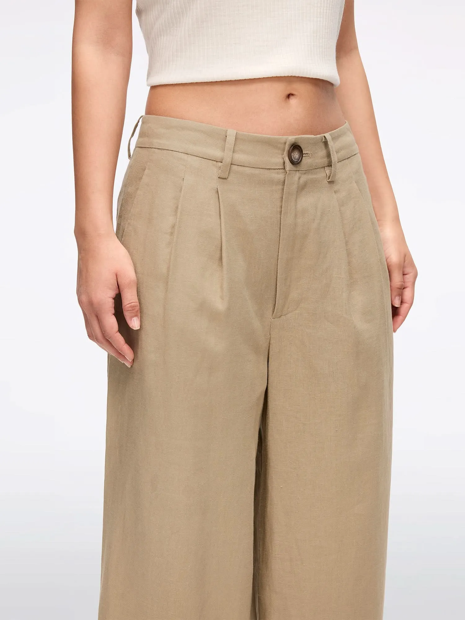 Linen Straight-Leg Pants