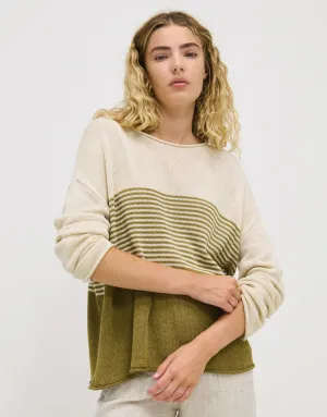 Little Lies Emma Stripe Knit - Khaki