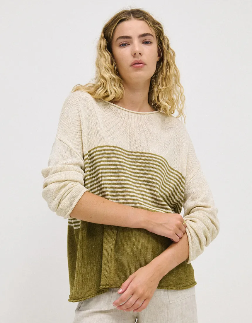 Little Lies Emma Stripe Knit - Khaki