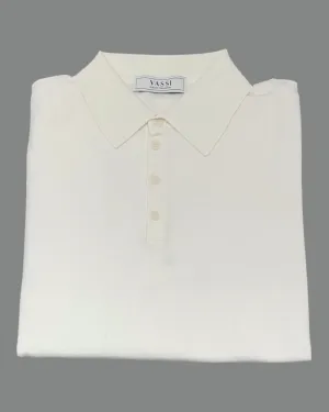 Long-Sleeve Cotton Polo - Crystal White