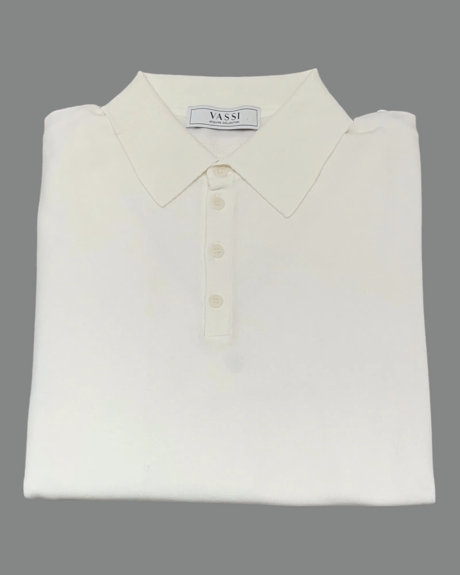 Long-Sleeve Cotton Polo - Crystal White