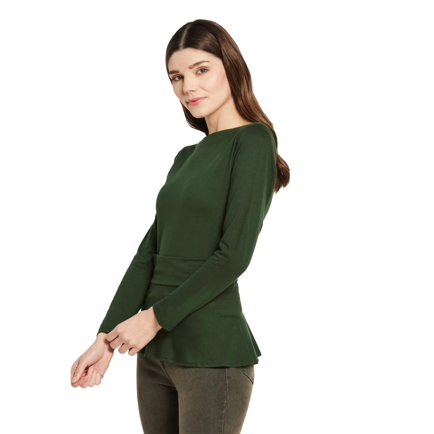 LONG SLEEVES WAIST RUFFLE TOP