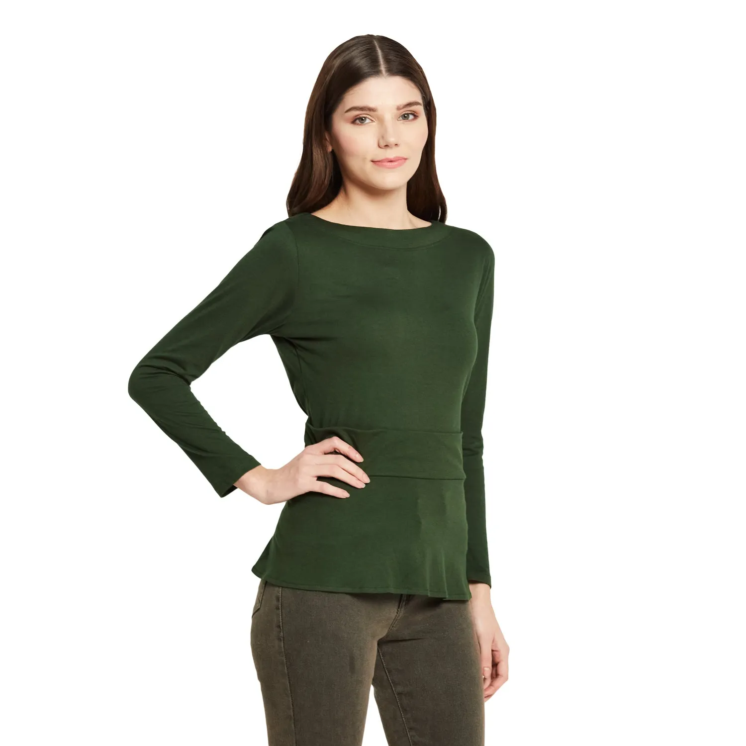 LONG SLEEVES WAIST RUFFLE TOP