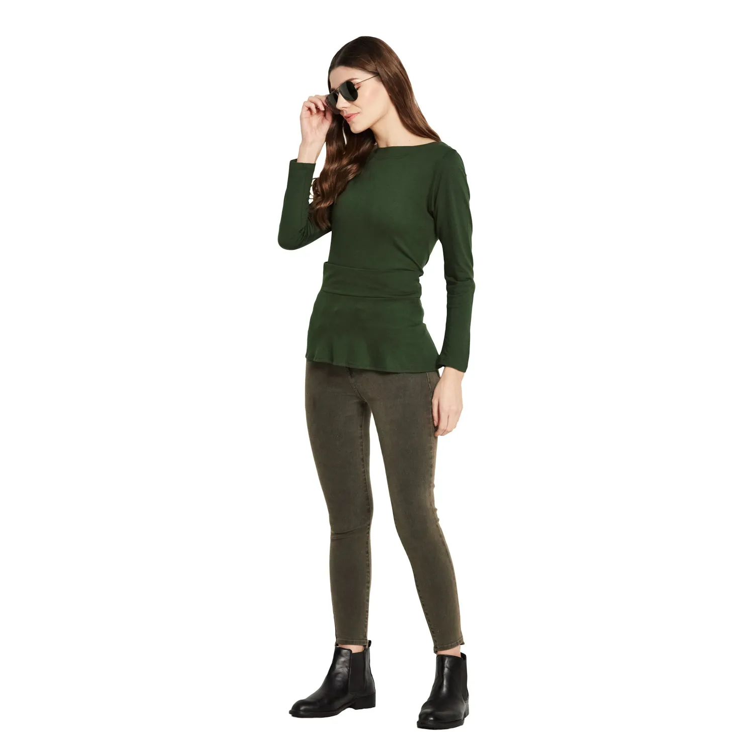 LONG SLEEVES WAIST RUFFLE TOP