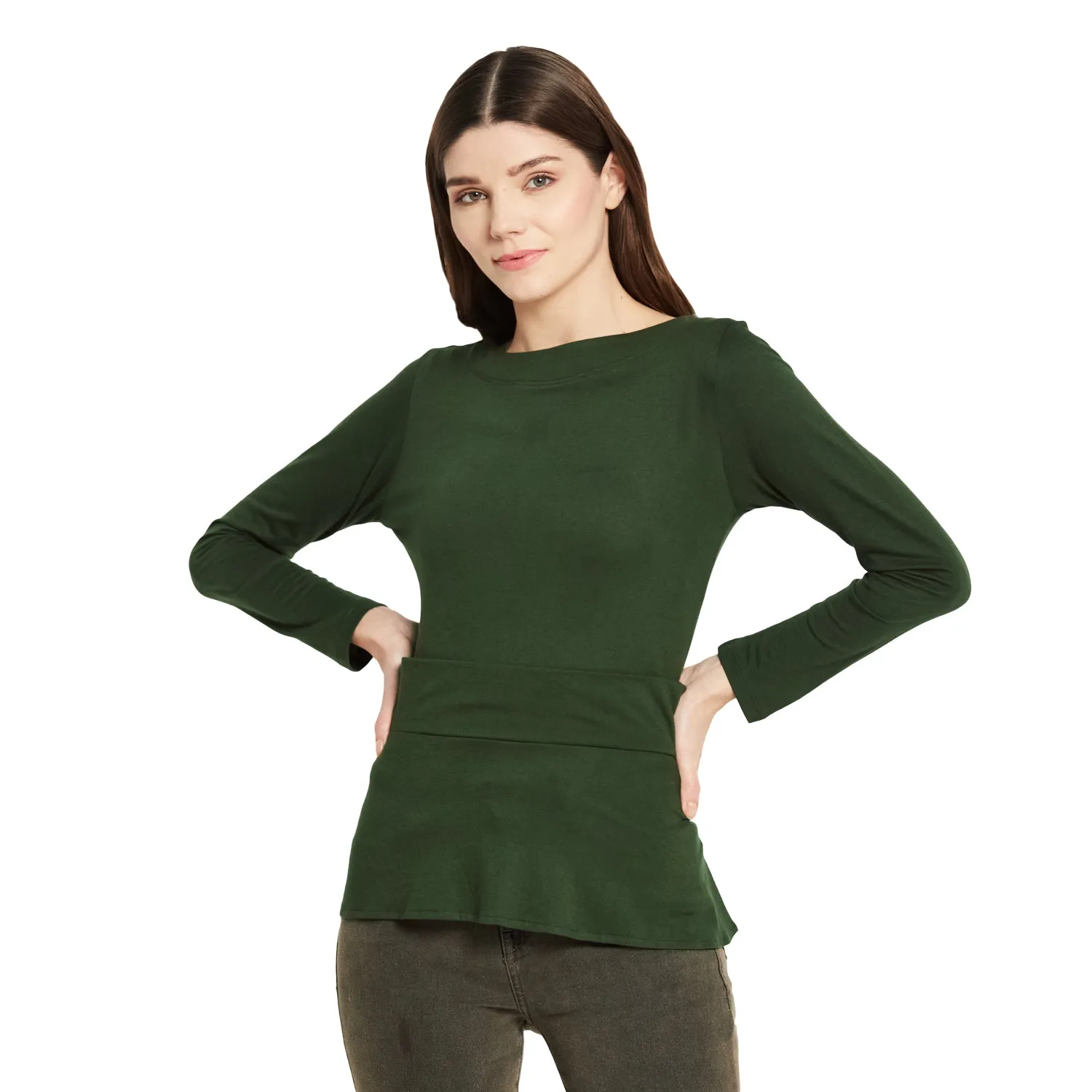 LONG SLEEVES WAIST RUFFLE TOP