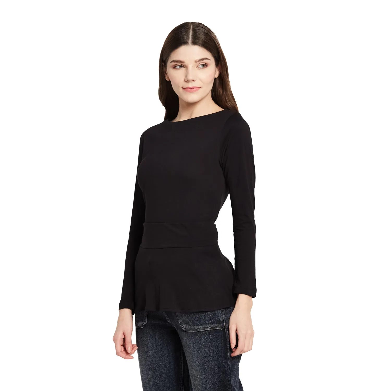 LONG SLEEVES WAIST RUFFLE TOP