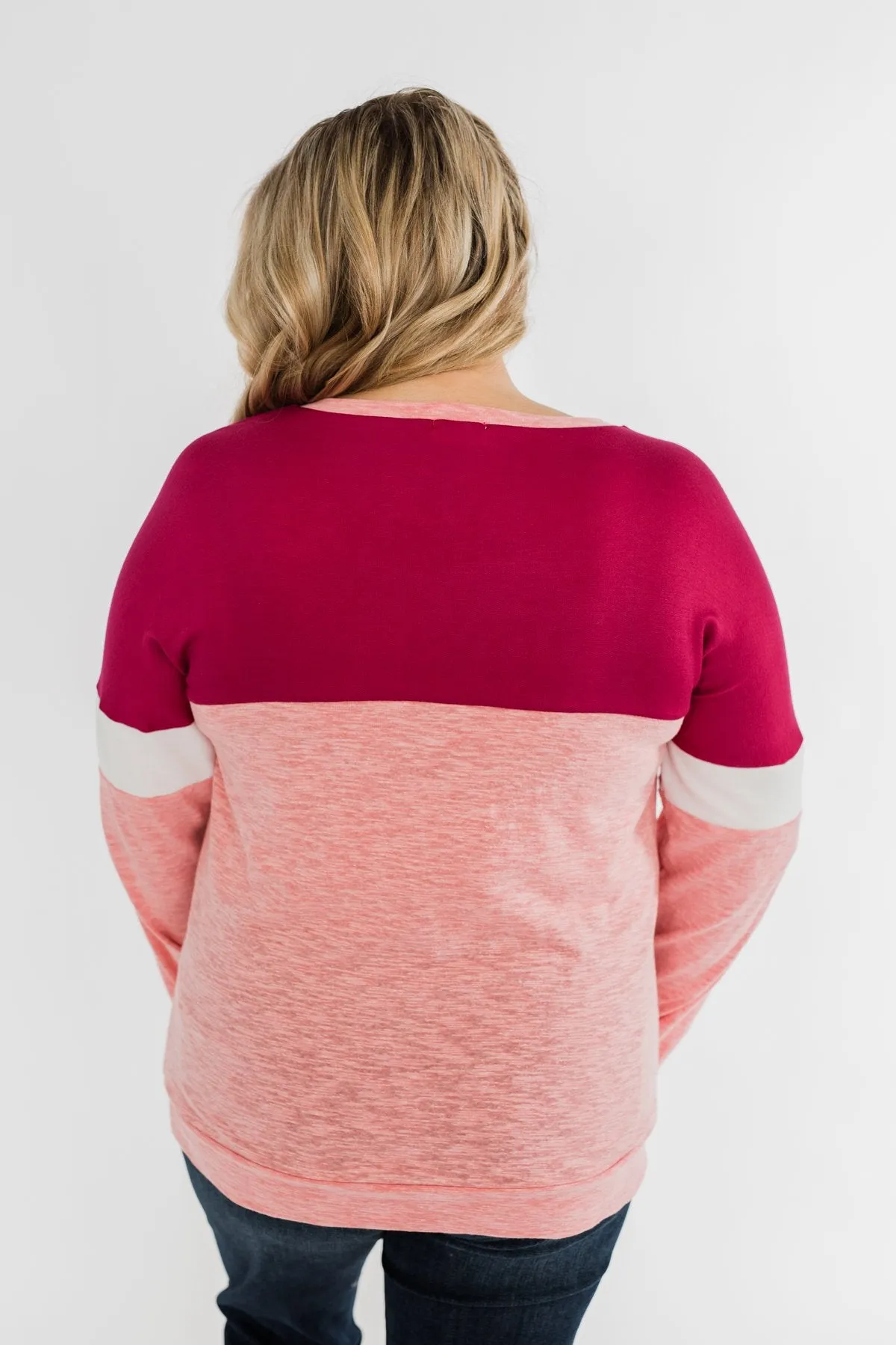 Love All Around Color Block Top- Magenta, Pink, & Ivory