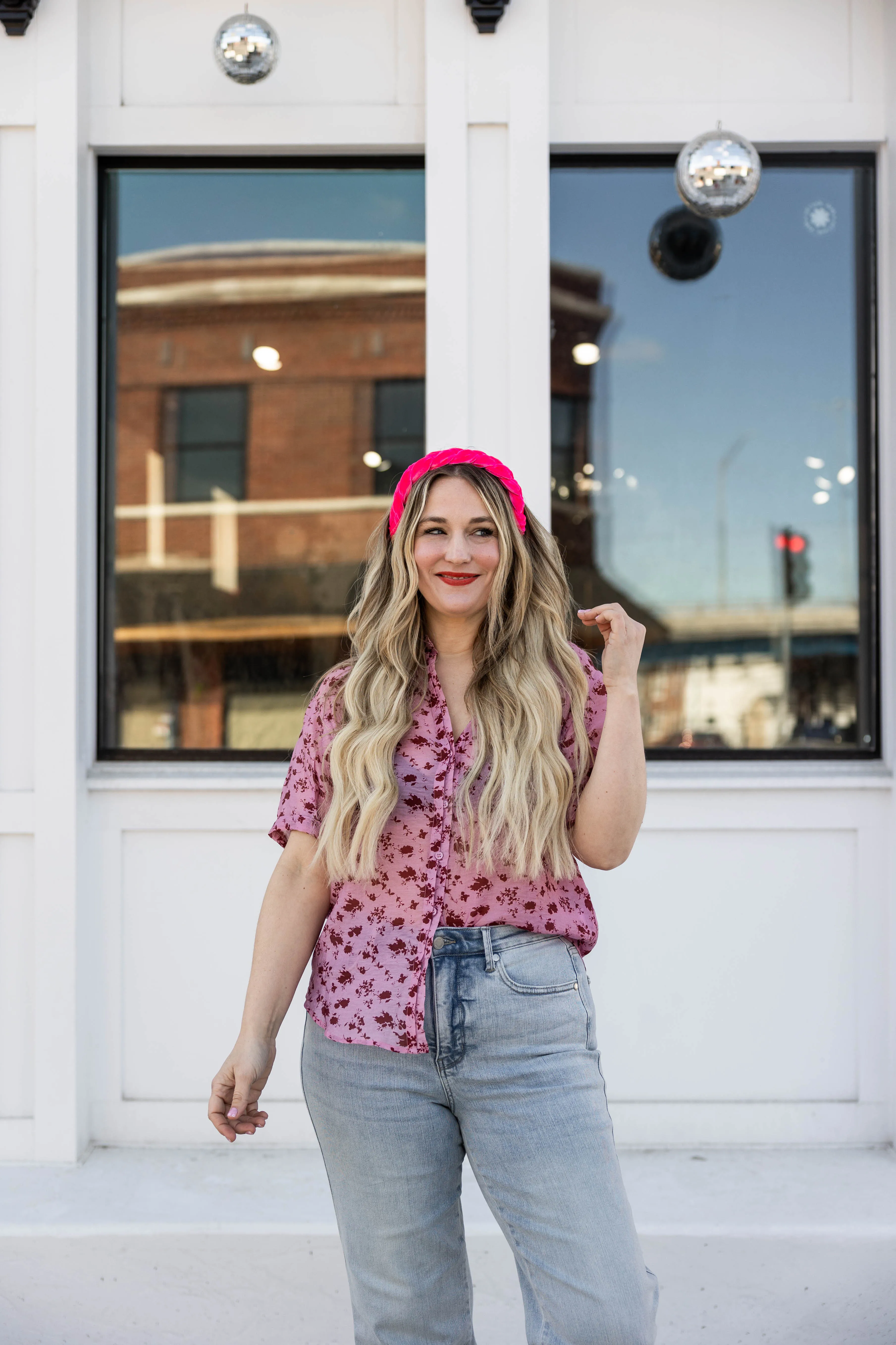 maggie top in pink floral