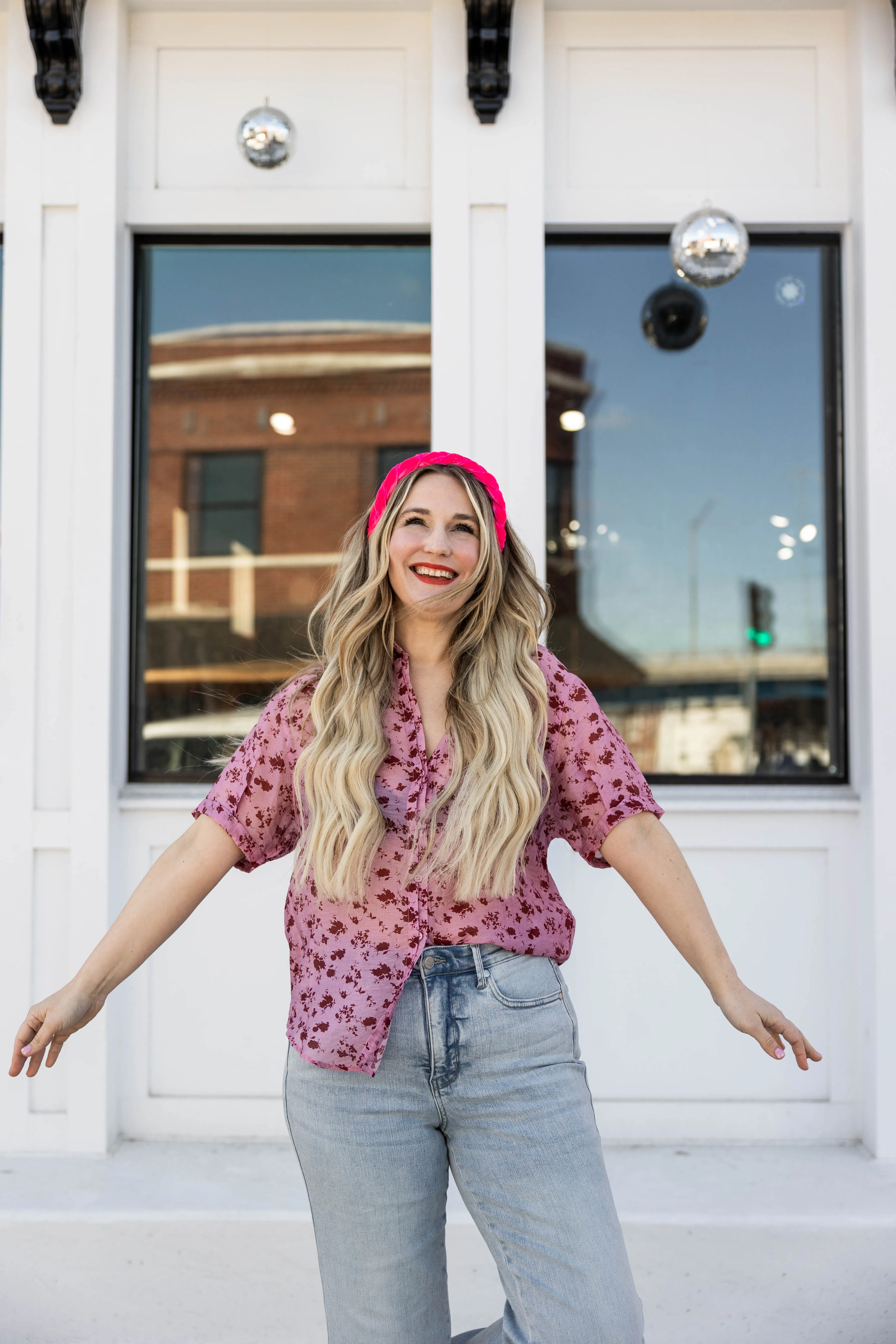 maggie top in pink floral