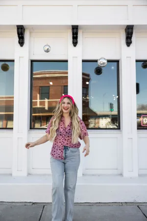 maggie top in pink floral