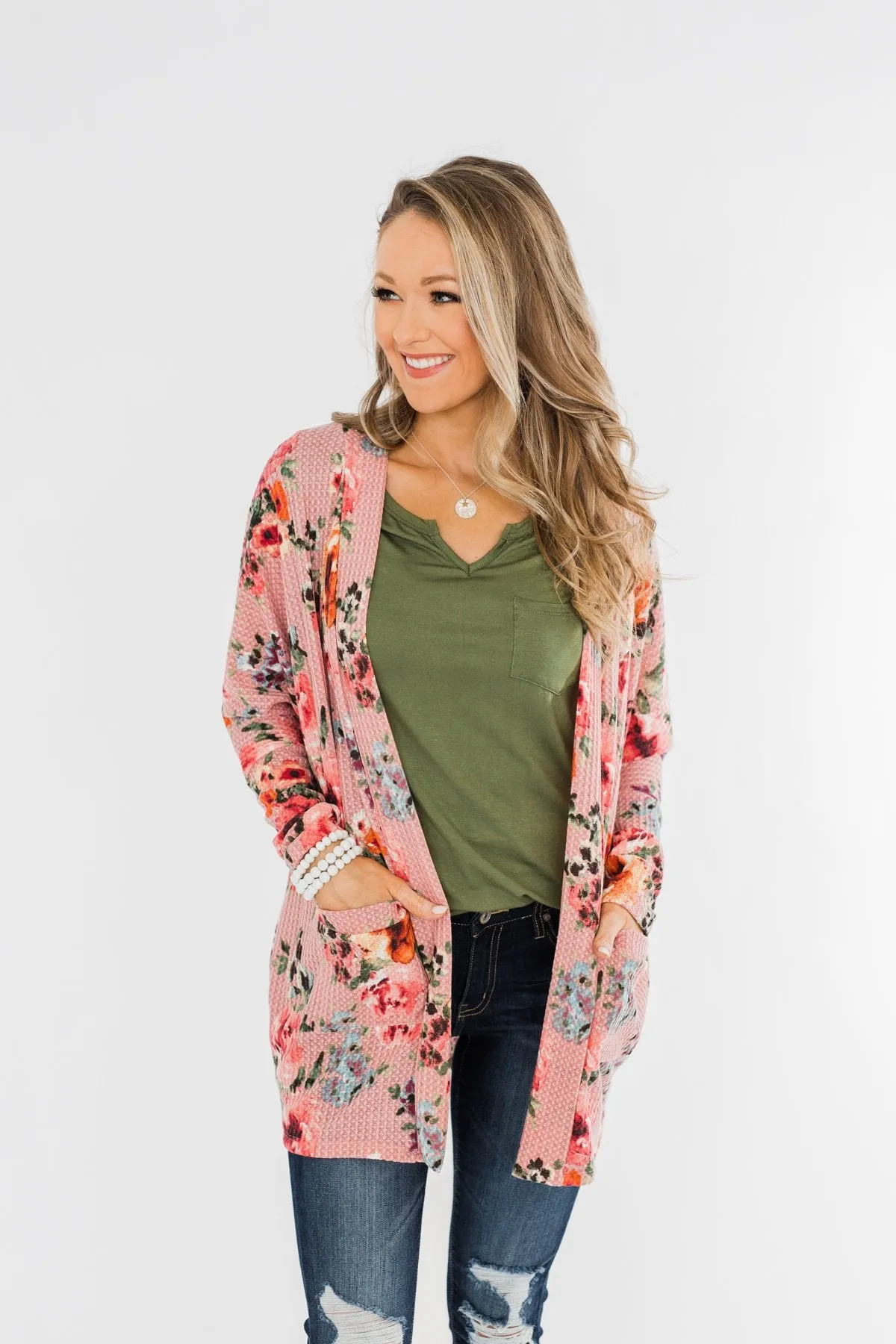 Making Promises Floral Cardigan- Dusty Rose