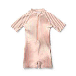 Max Swim Jumpsuit - Y/D stripe: Coral blush/creme de la creme