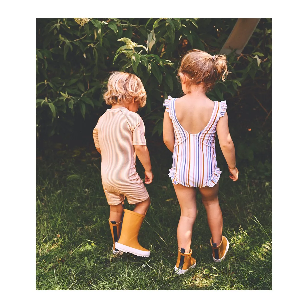 Max Swim Jumpsuit - Y/D stripe: Mustard/white