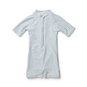Max Swim Jumpsuit - Y/D stripe: Sea blue/white