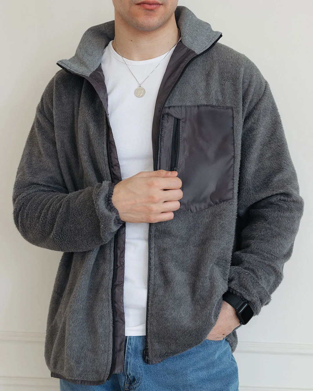 Men Fur Sweatshirt