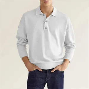 Men's Chic Knitted Polo Shirt with Button Front