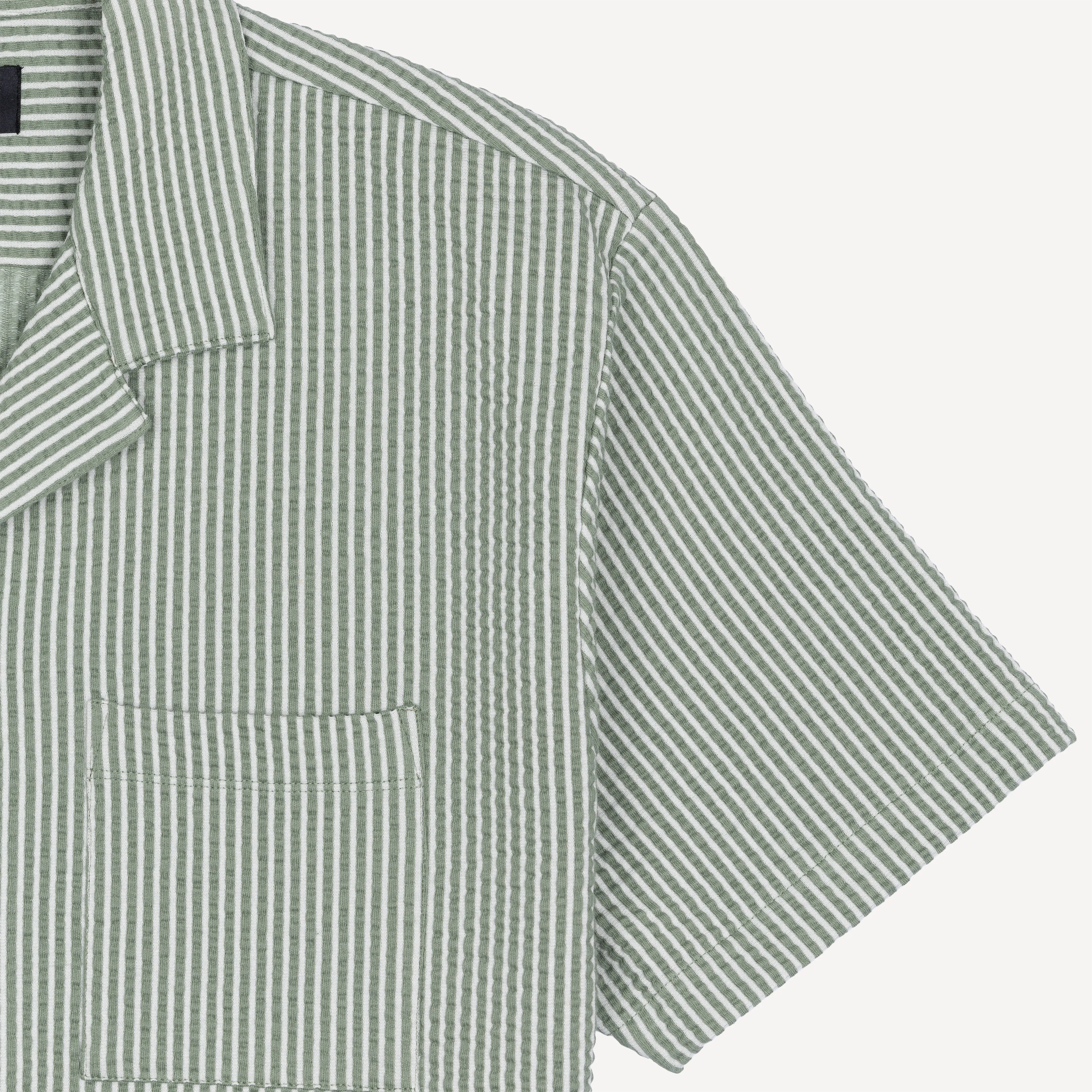 Mens Cool Knit Seersucker Camp Shirt - Dusty Green