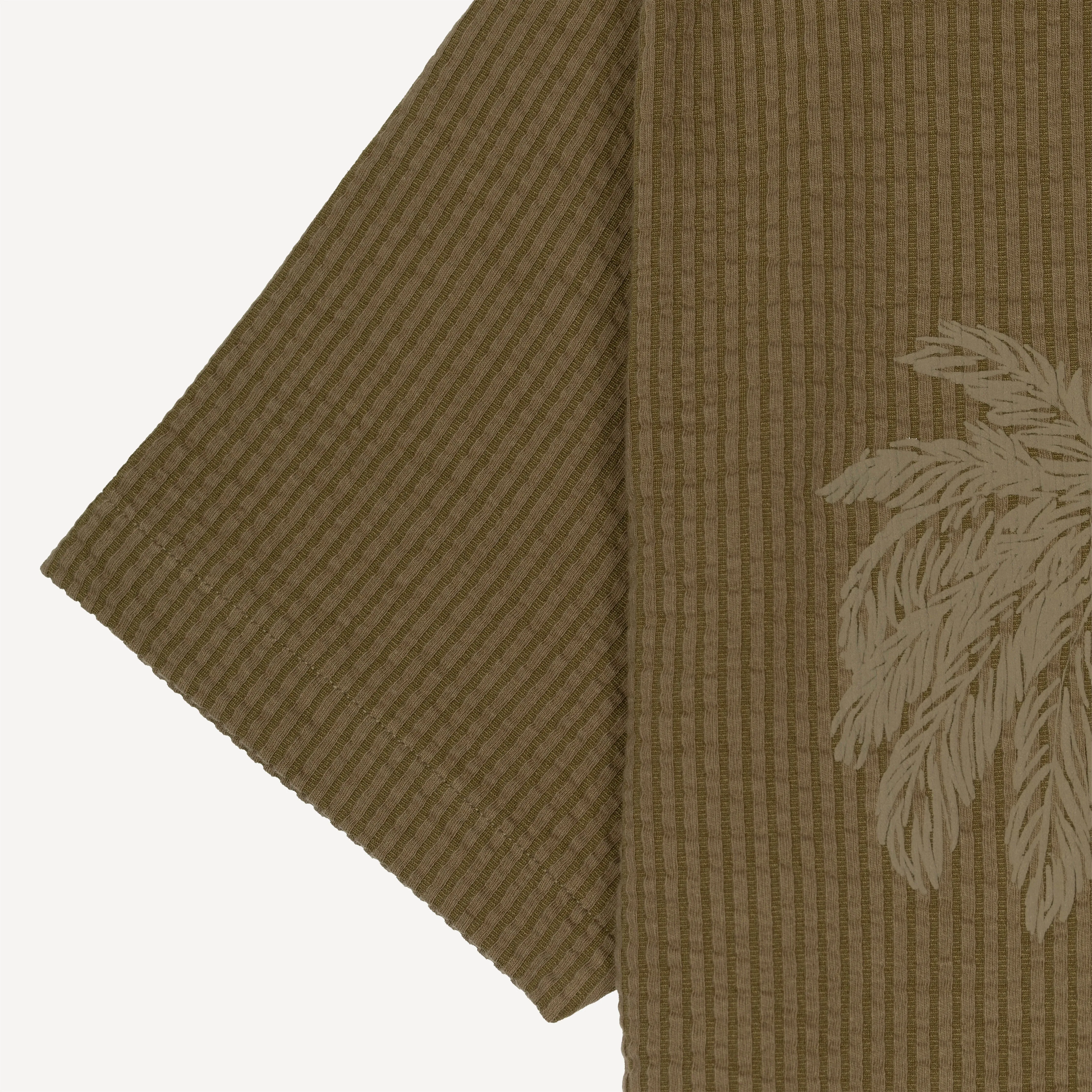 Mens Cool Knit Seersucker Puff Print Camp Shirt - Elmwood / Palm Tree