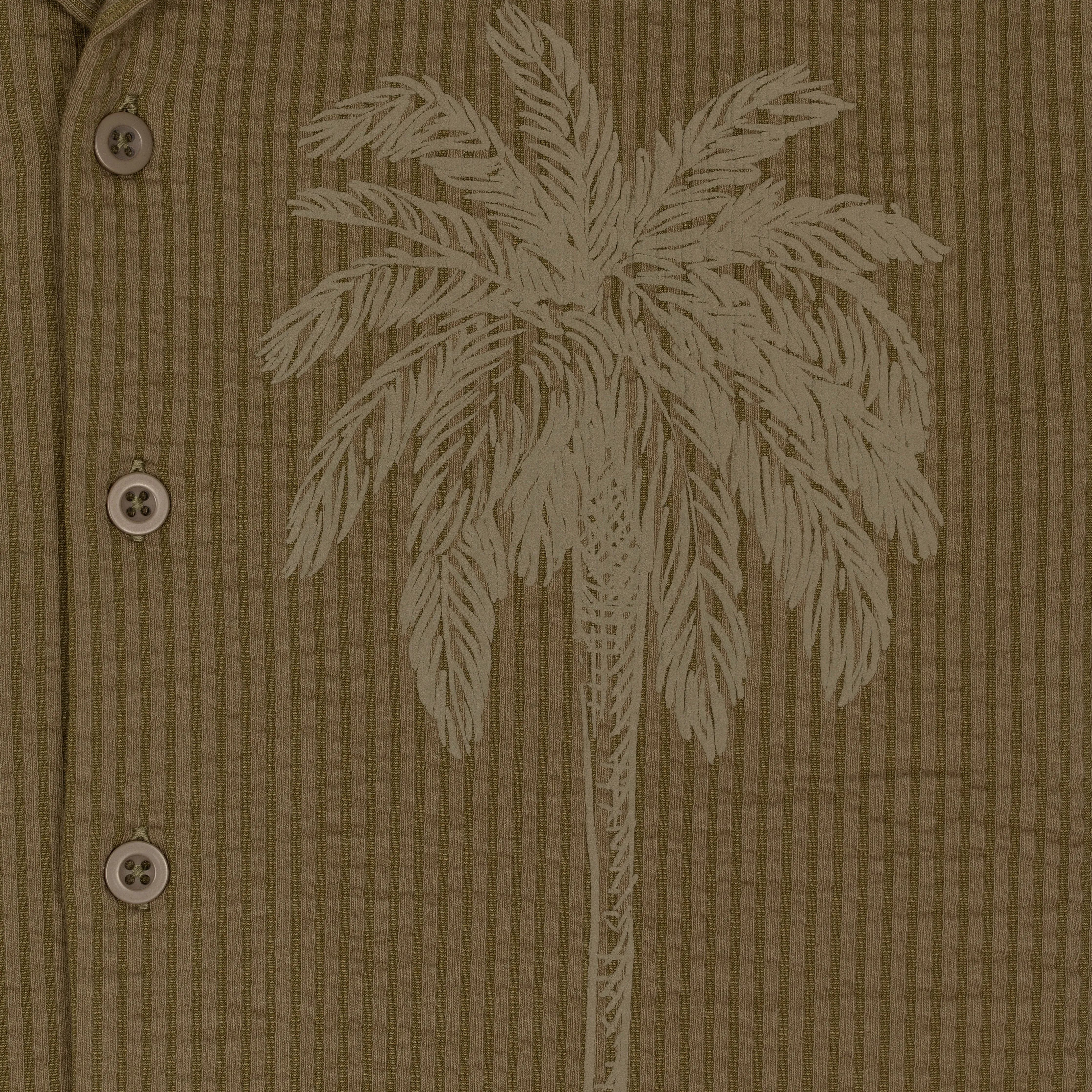 Mens Cool Knit Seersucker Puff Print Camp Shirt - Elmwood / Palm Tree
